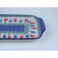 Bunzlau serveer schaal  42 cm. * 416-2599 rode tulpen *