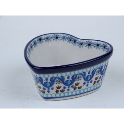 Bunzlau hartvormig schaaltje 10 cm. * A45-1026 * Bunzlau hartvormig schaaltje 10 cm. * A45-1026 *