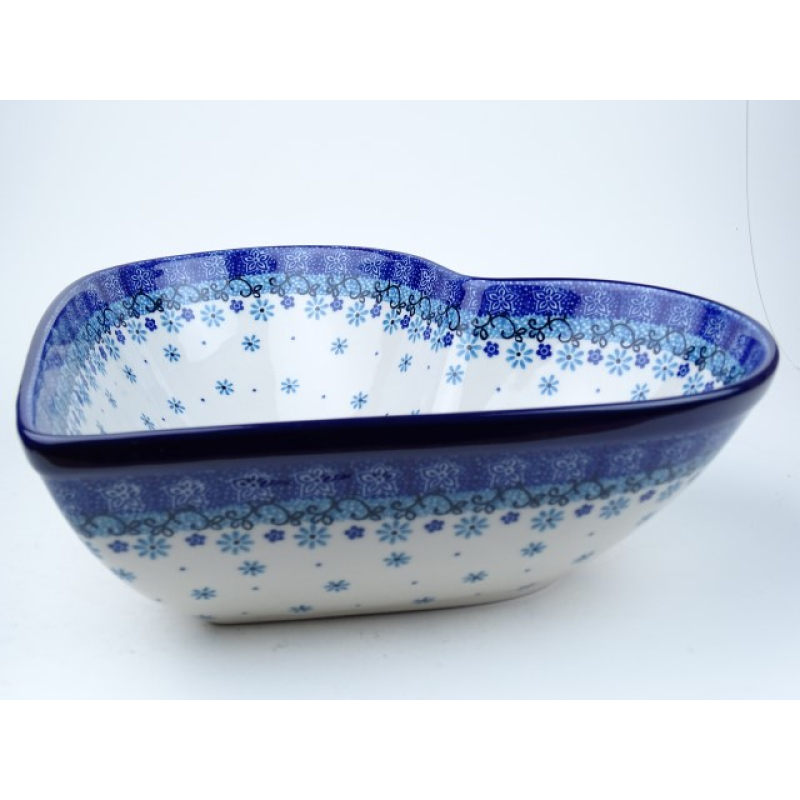 Bunzlau serveerschaal hart 27,5 cm. * B38-2529 vogel *