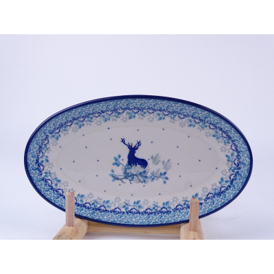Bunzlau serveerschaal ovaal 21,5 cm. * 301-2858 hert * Bunzlau serveerschaal ovaal 21,5 cm. * 301-2858 hert *