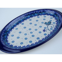 Bunzlau serveerschaaltje met inham voor kopje * 469-2008 vlinder *