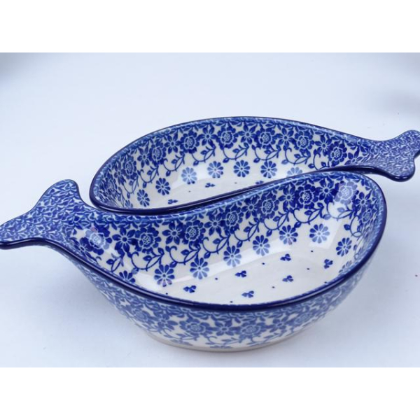 Bunzlau duo serveerschaal vissen 22 cm. * F02-2766 *