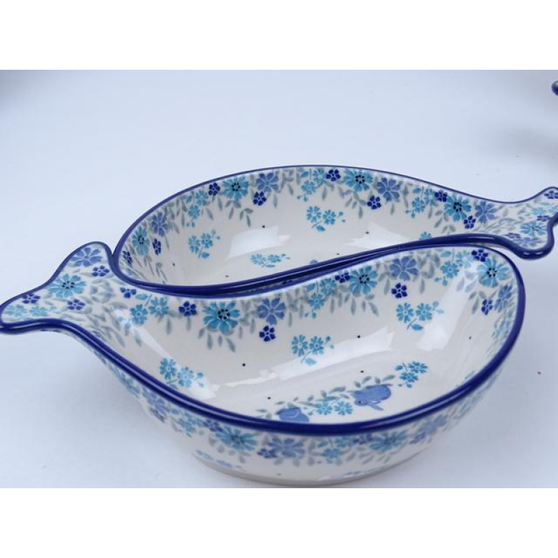 Bunzlau duo serveerschaal vissen 22 cm. * F02-2857 konijntjes *