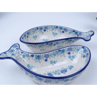 Bunzlau duo serveerschaal vissen 22 cm. * F02-2857 konijntjes *