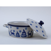 Bunzlau soufflé / dekschaaltje met deksel 150 ml. * C02-1931 *