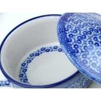 Bunzlau soufflé / dekschaaltje met deksel 150 ml. * C02-2546 *