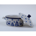 Bunzlau soufflé / dekschaaltje met deksel 150 ml. * C02-1931 *