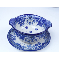 Bunzlau soepkom met schotel 350 ml. * 344-1975 blauwe druifjes *