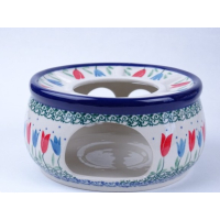 Bunzlau theepot 1,2 liter + stoof * 060 +63-2599 rode tulpen *