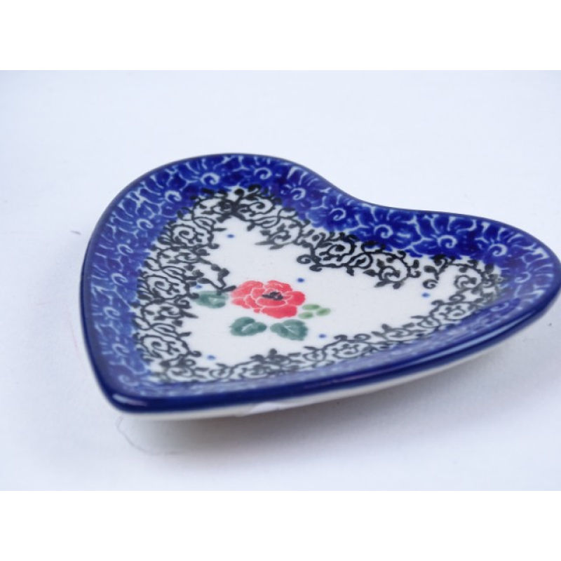 Bunzlau theetip hartje 9 cm. * B49-1525 roosjes *