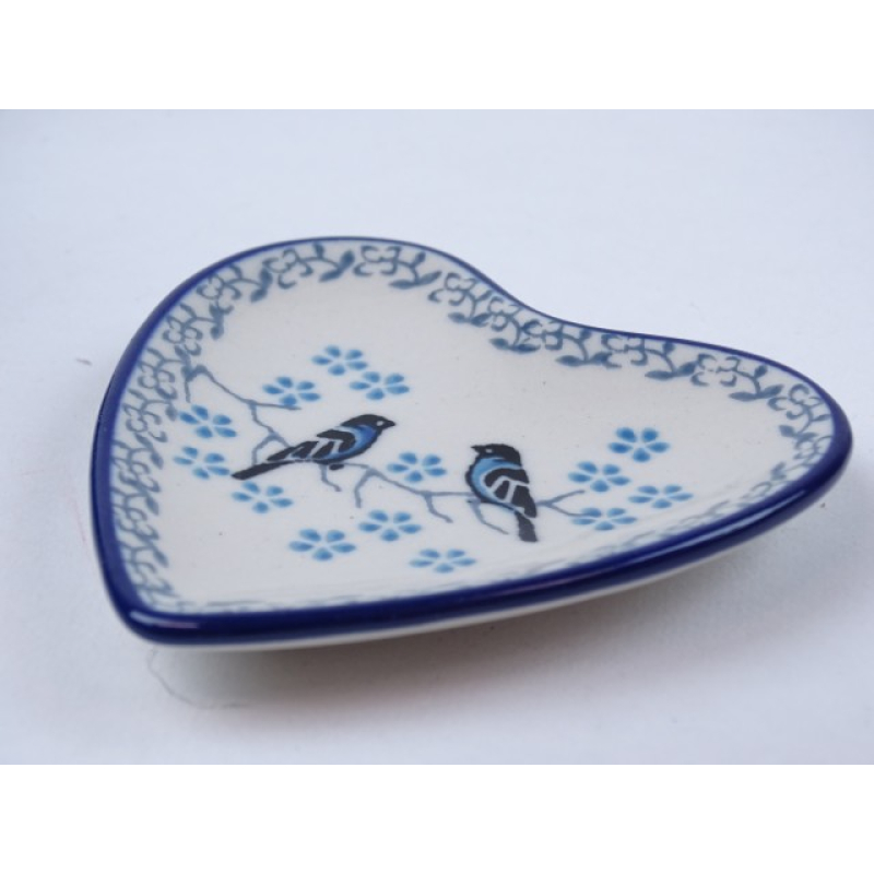 Bunzlau theetip hartje 9 cm * B49-2805 vogels *