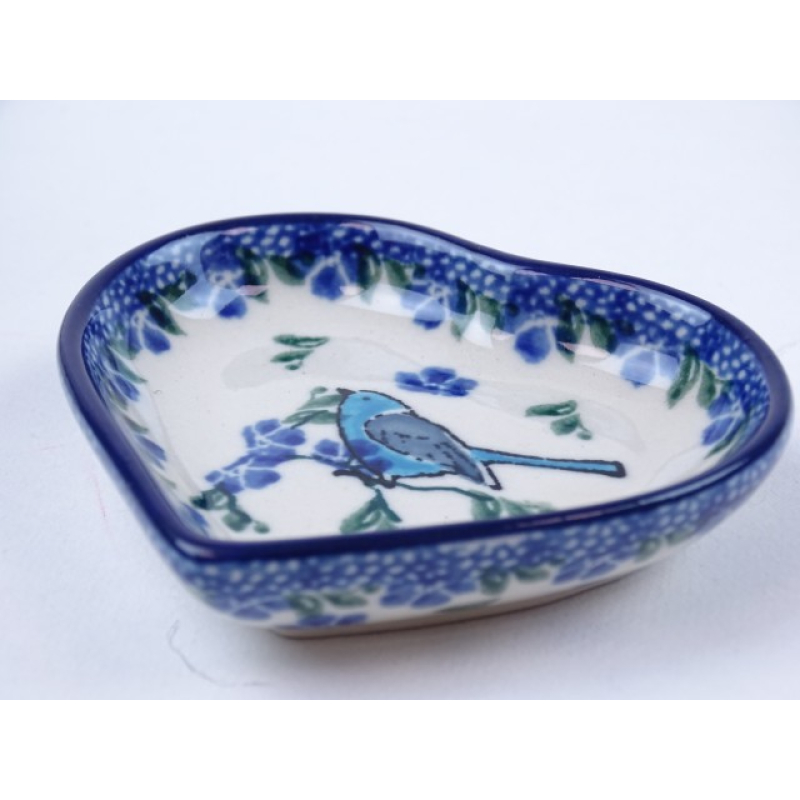 Bunzlau theetip hartje 8,5 cm. * B64-1935 vogel *