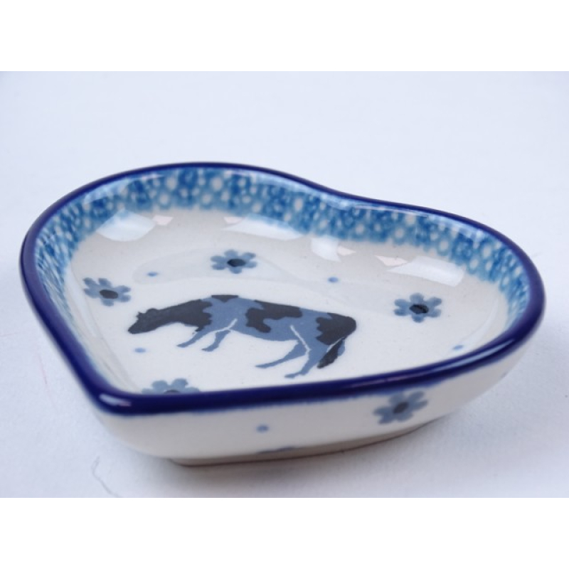 Bunzlau theetip hartje 8,5 cm. * B64-2603 koe *