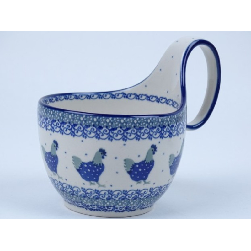 Bunzlau waterscoop/ soepkom 400 ml. * 845-2597 kippen *