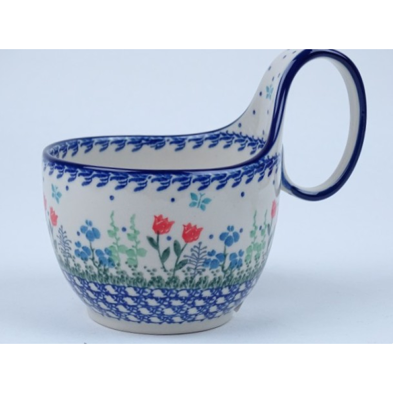 Bunzlau waterscoop/ soepkom 400 ml. * 845-2903 r. tulpjes *