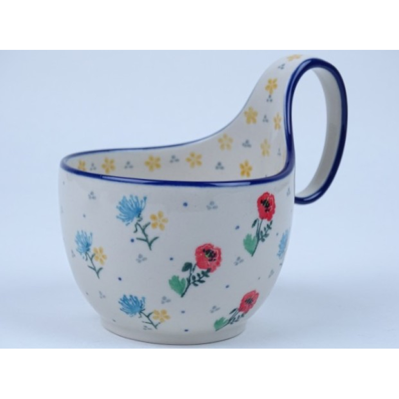 Bunzlau waterscoop/ soepkom 400 ml. * 845-gele bloemetjes *