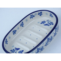 Bunzlau zeepbakje ovaal 14 cm. * G63-3206 vogeltjes *