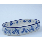 Bunzlau zeepbakje ovaal 14 cm. * G63-3206 vogeltjes *