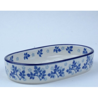 Bunzlau zeepbakje ovaal 14 cm. * G63-3206 vogeltjes *