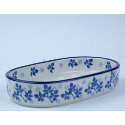 Bunzlau zeepbakje ovaal 14 cm. * G63-3206 vogeltjes *